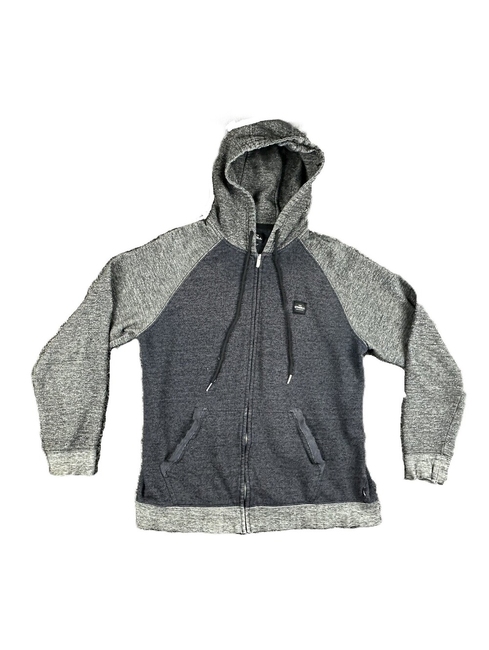 O'Neill Hoodie Mens Large Gray Full Zip Raglan Fleece Sweatshirt